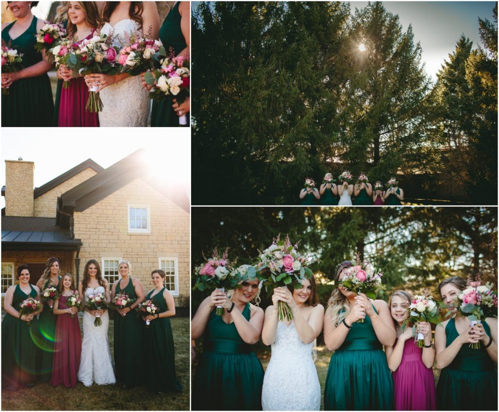 Bridesmaids posing together 