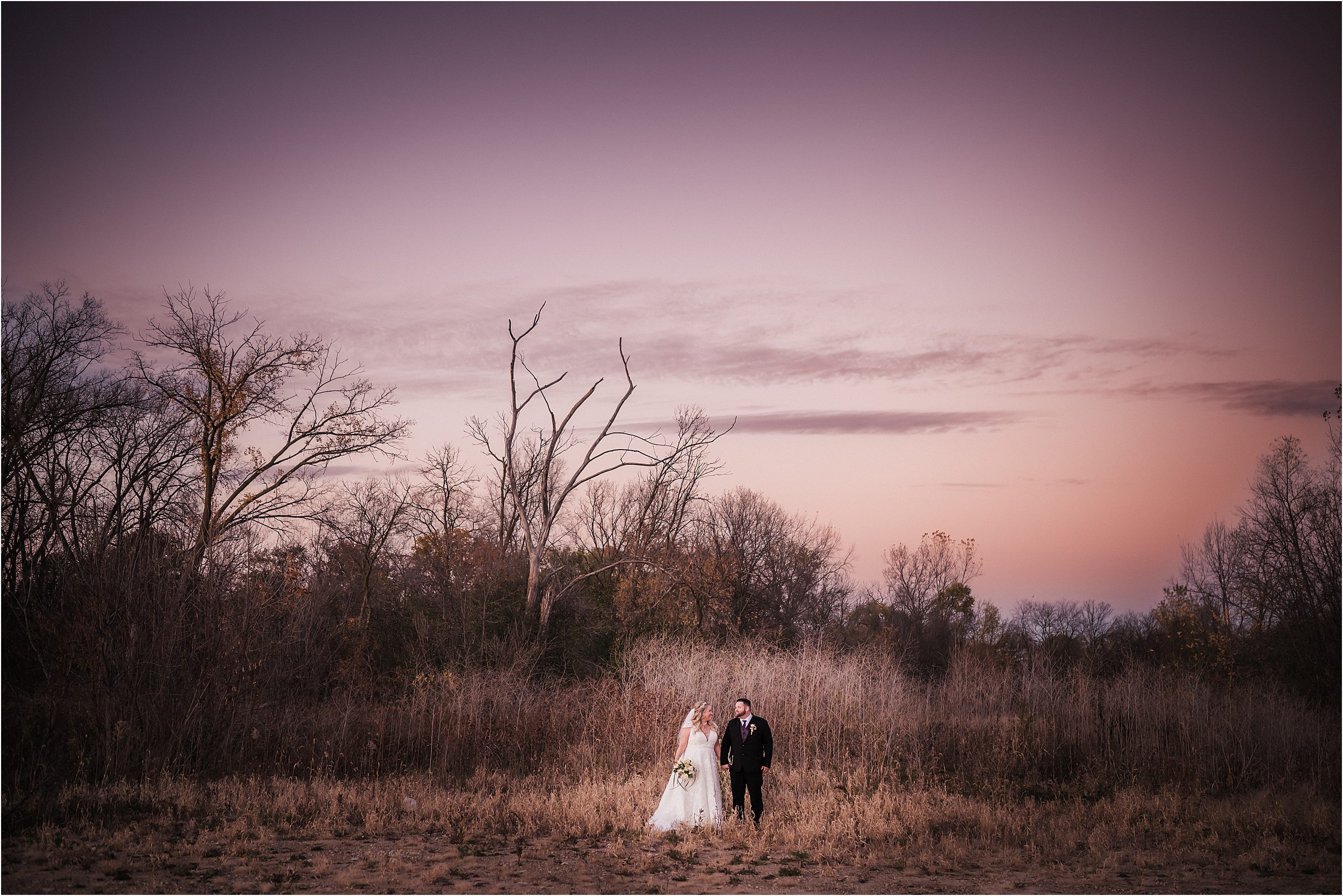 Sunset wedding portraits in Madison Wisconsin with natural light photography
