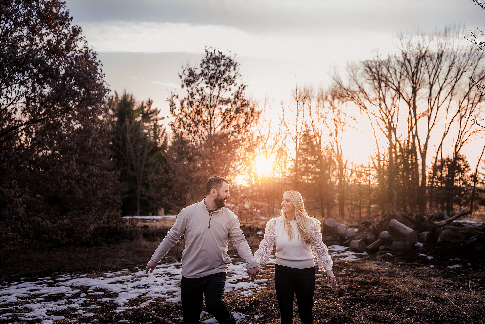 Madison WI engagement photography couple walking
