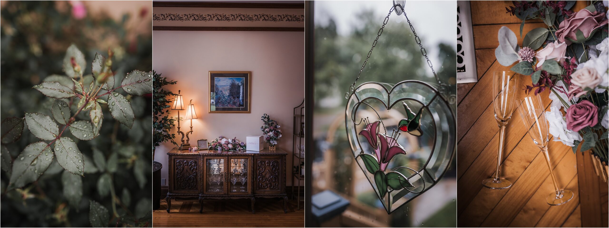 Wedding details laid out at Hamilton House in Whitewater, WI